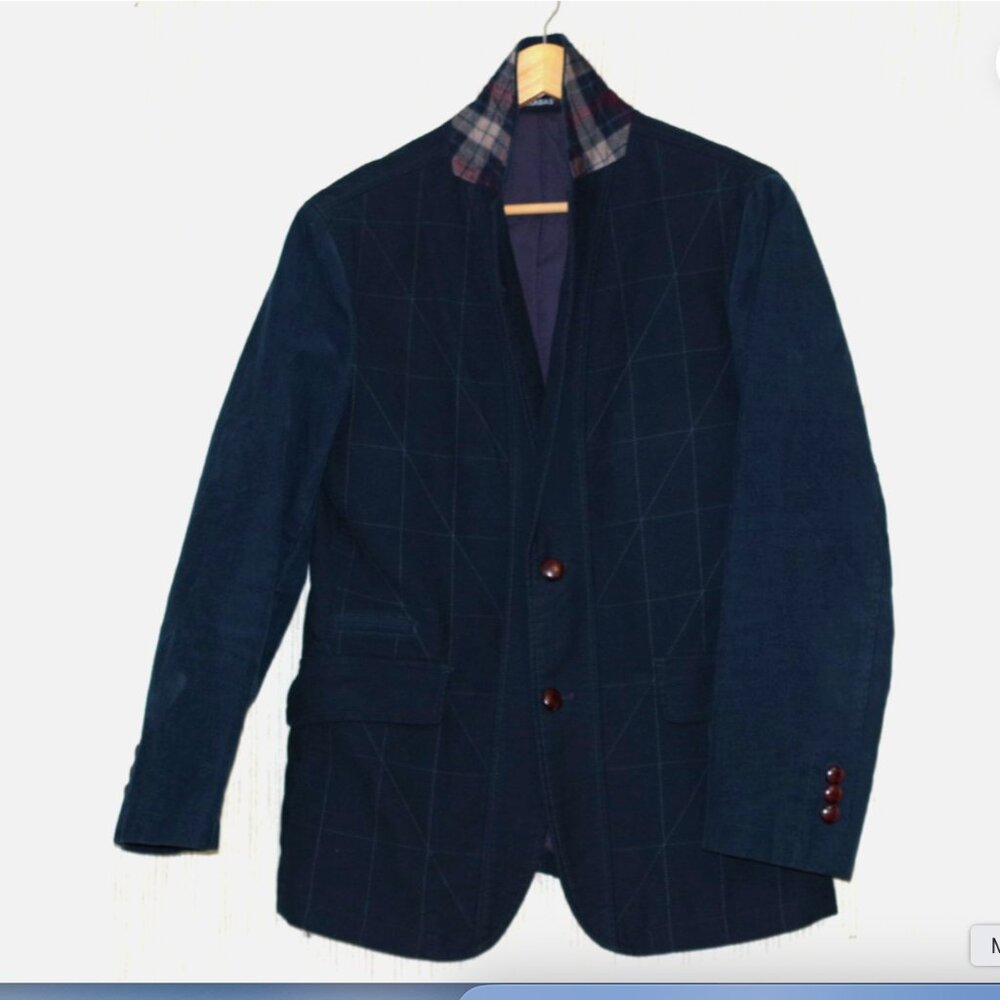 Barabas Cotton Elegant Dark navy  green Velvet Cord Blazer Sport Coat Size:Small